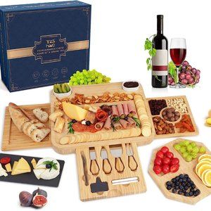 Large Charcuterie Cheese Board and Knife Set